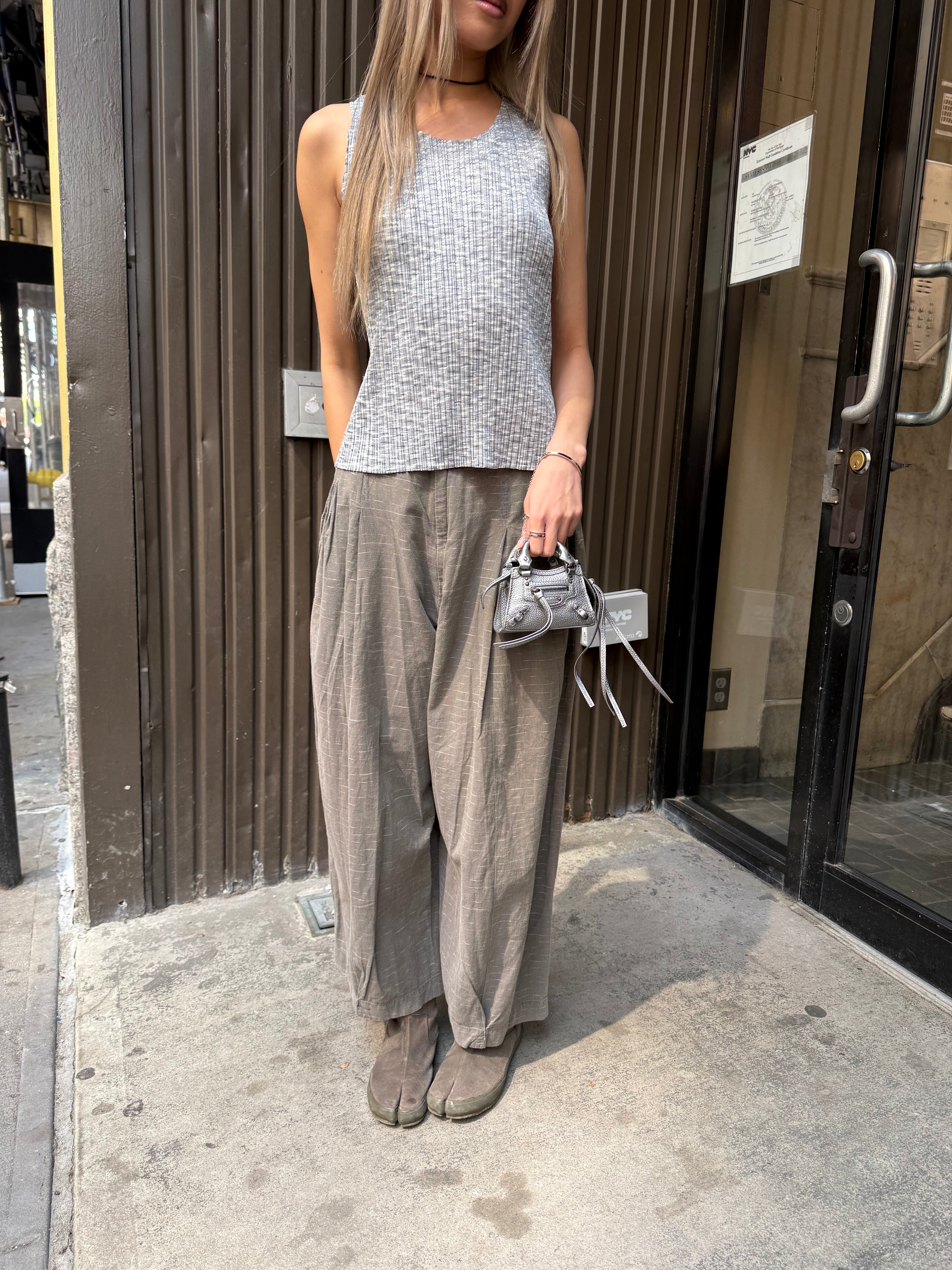 Pleats Please Grey Printed Tank Top