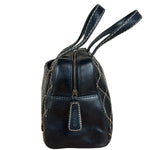 Chanel Vintage Black Leather Wild Stitch Bowler Shoulder Bag 2001