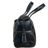 Chanel Vintage Black Leather Wild Stitch Bowler Shoulder Bag 2001