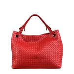 Bottega Veneta Red Leather Intrecciato Garda Woven Hobo Bag
