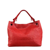 Bottega Veneta Red Leather Intrecciato Garda Woven Hobo Bag