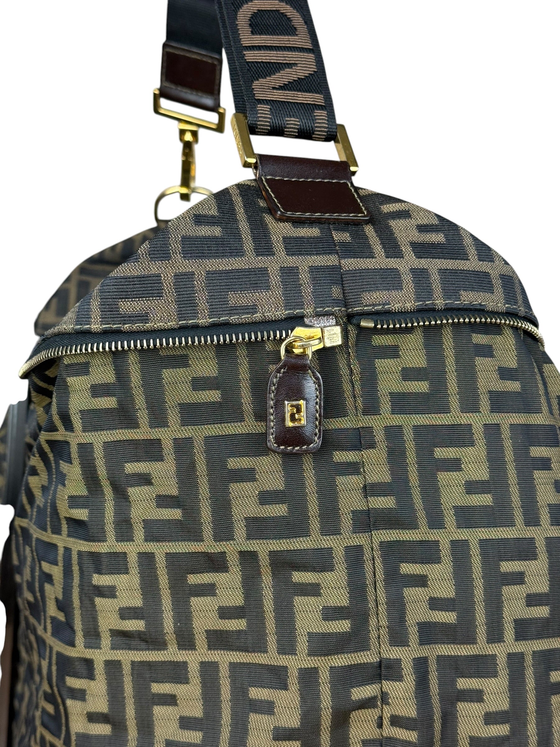 Fendi Vintage Zucca Canvas Collapsible Shoulder Bag