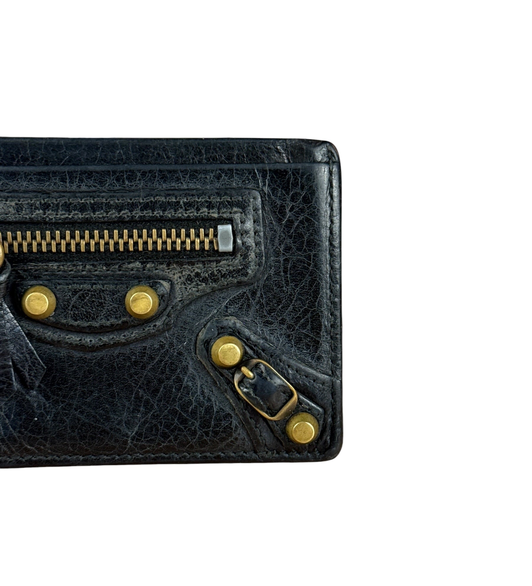 Balenciaga Black Leather Moto Cardholder