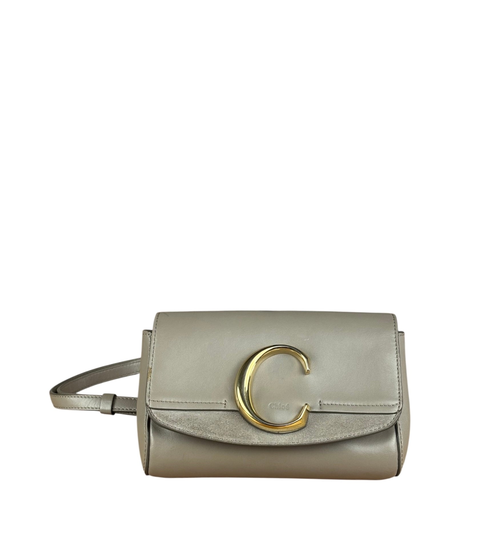 Chloe Beige Leather C Logo Waist Bag