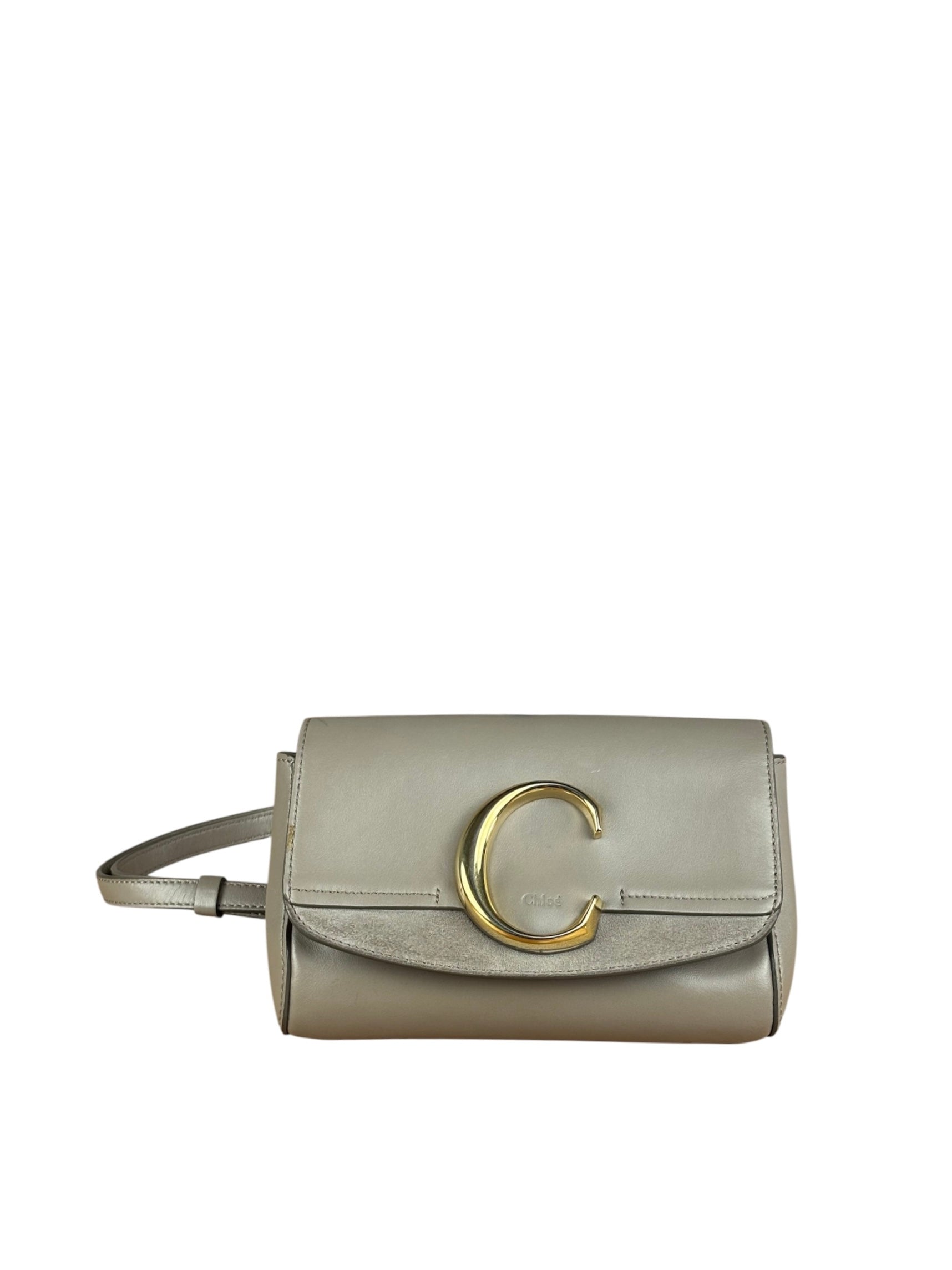 Chloe Beige Leather C Logo Waist Bag