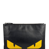 Fendi Black Monster Eye Leather Pouch/Clutch