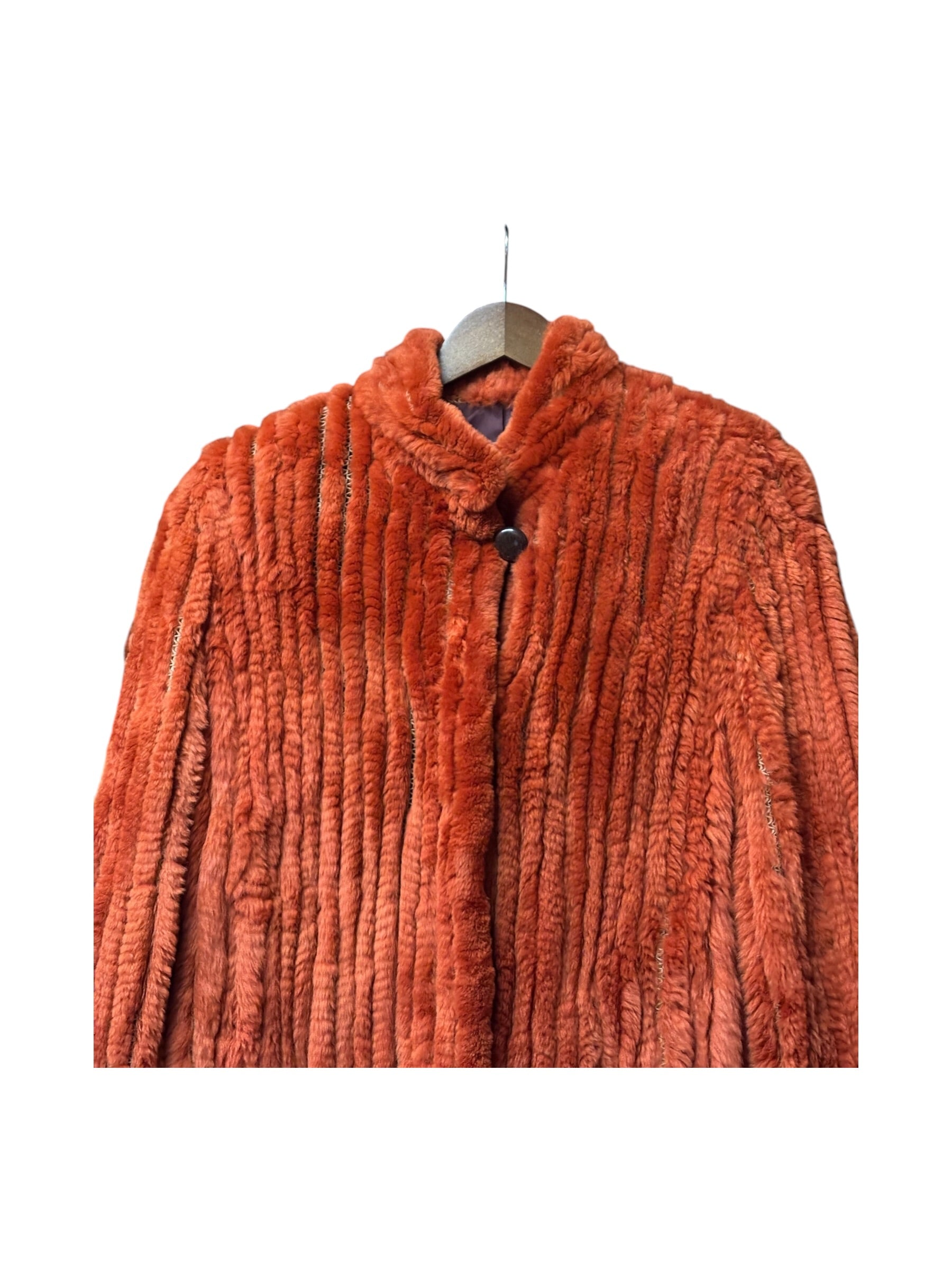Fabio Mantegazza Vintage Orange Sheared Faux Fur Coat