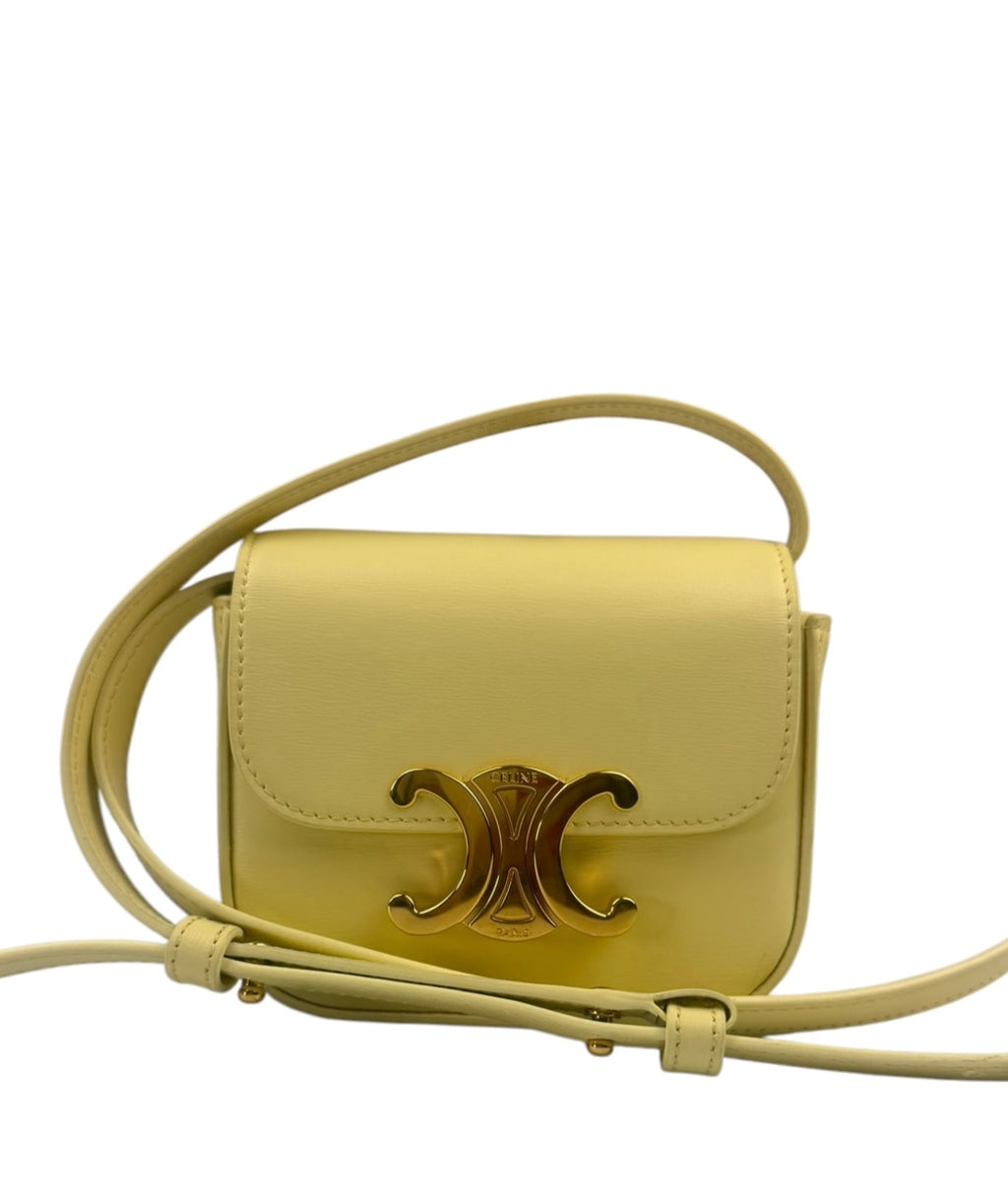 Celine Light Yellow Nano Triomphe Crossbody Bag