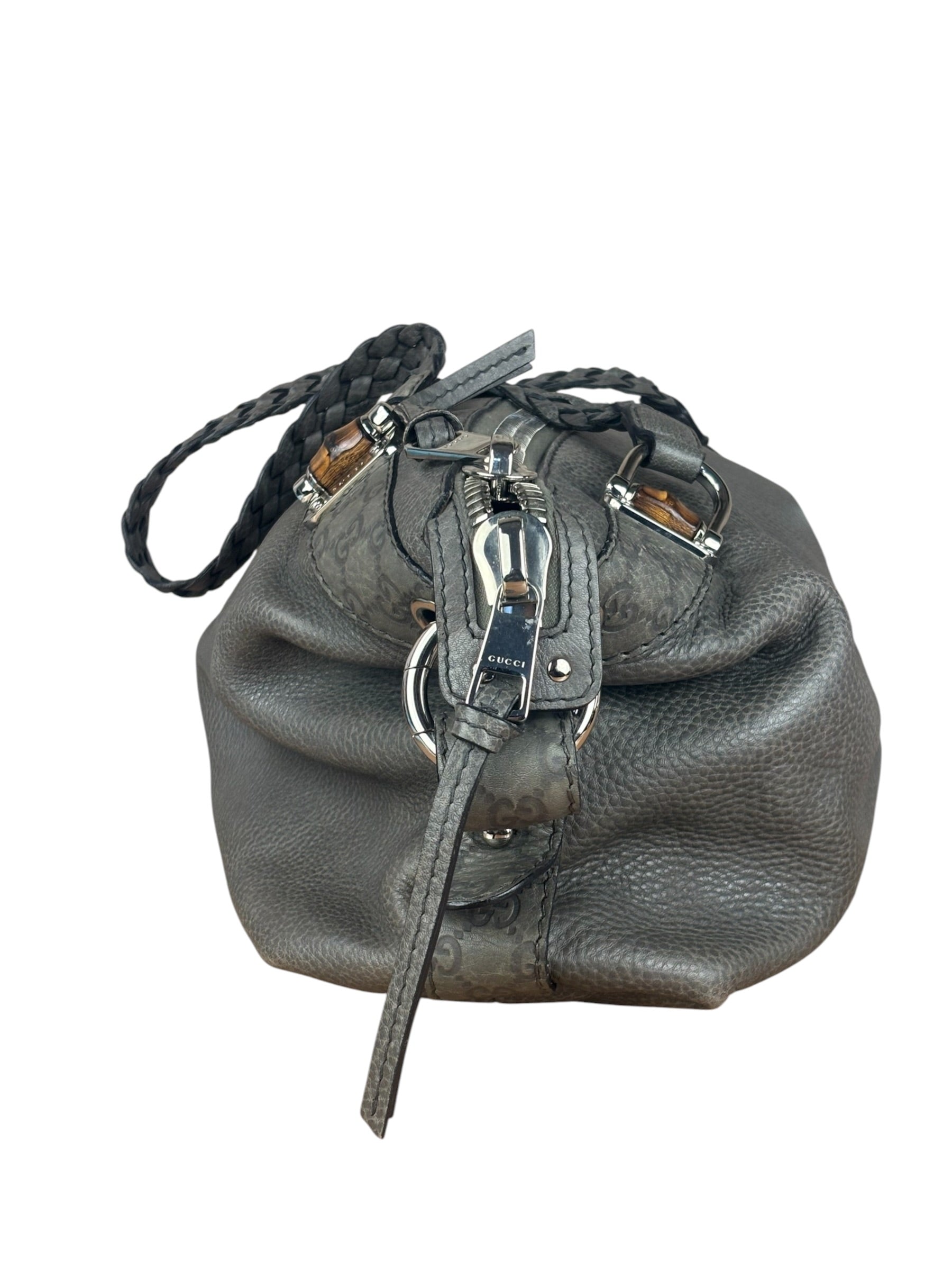 Gucci Supple Gray Bamboo Bar Medium Shoulder Bag