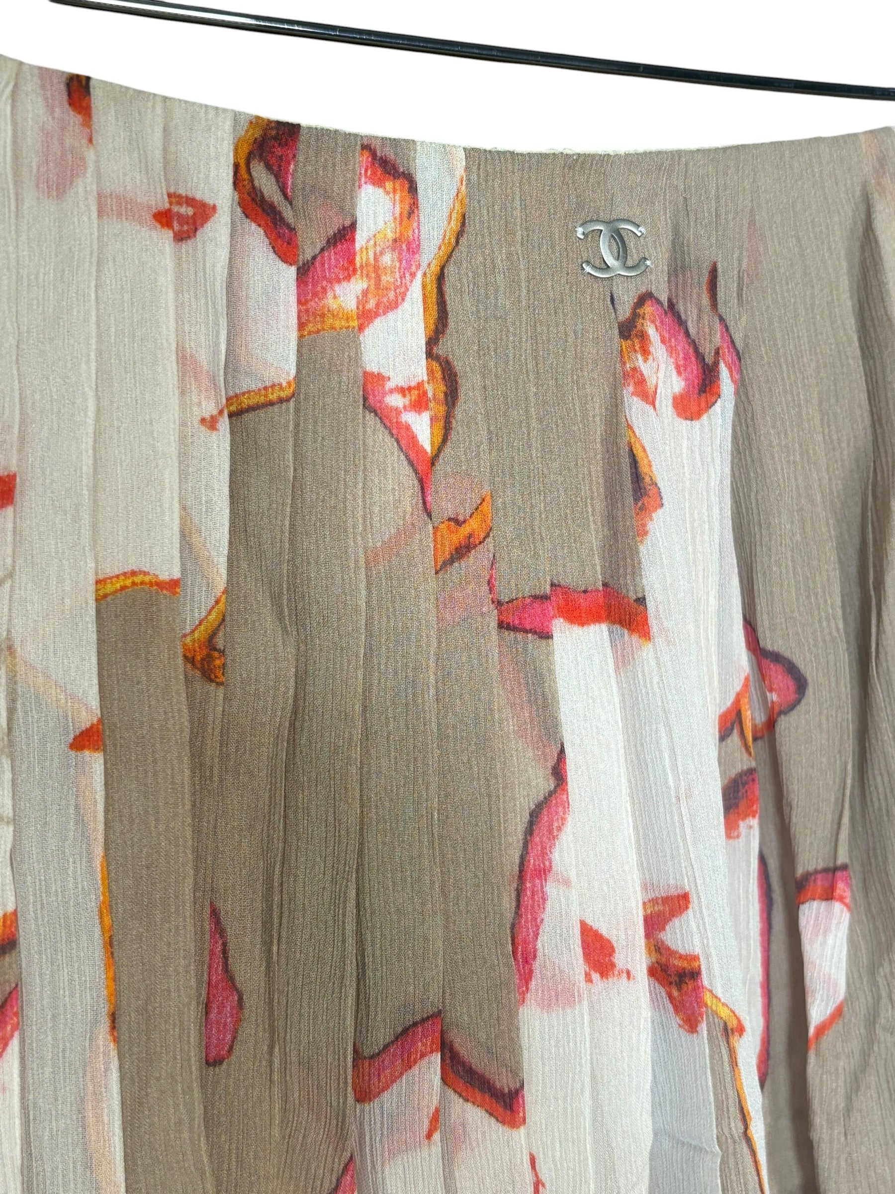 Chanel Vintage Floral Pleaded Skirt