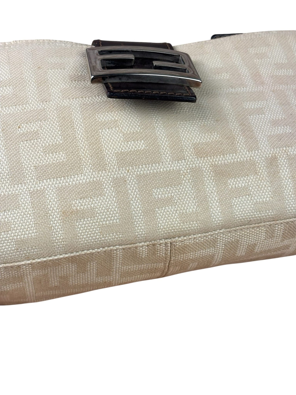 Fendi Cream Zucca Canvas Baguette Shoulder Bag