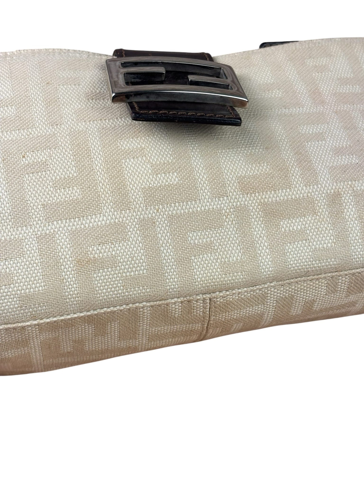 Fendi Cream Zucca Canvas Baguette Shoulder Bag