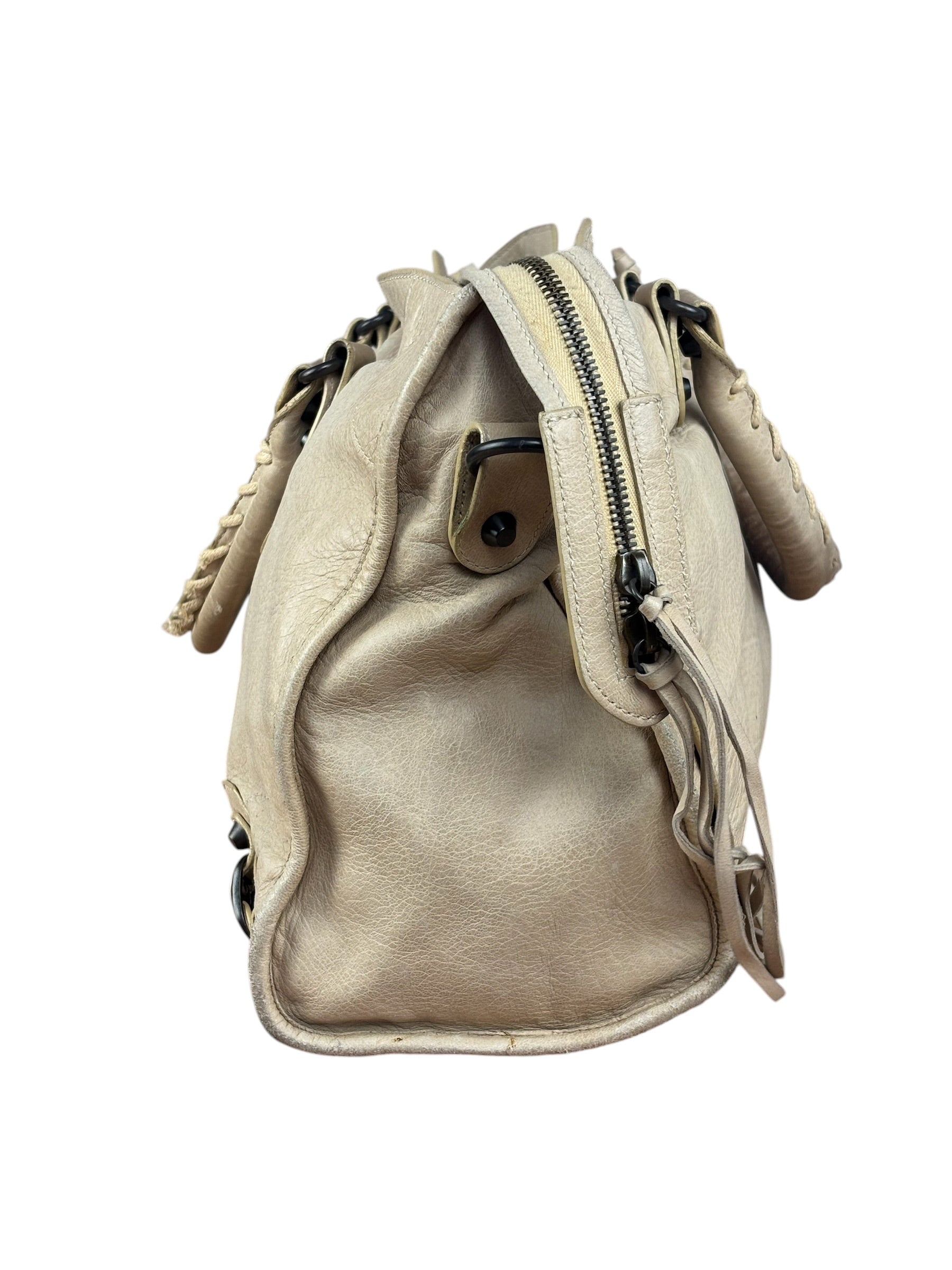 Balenciaga Vintage Almond Beige Leather Small City Two-Way Bag