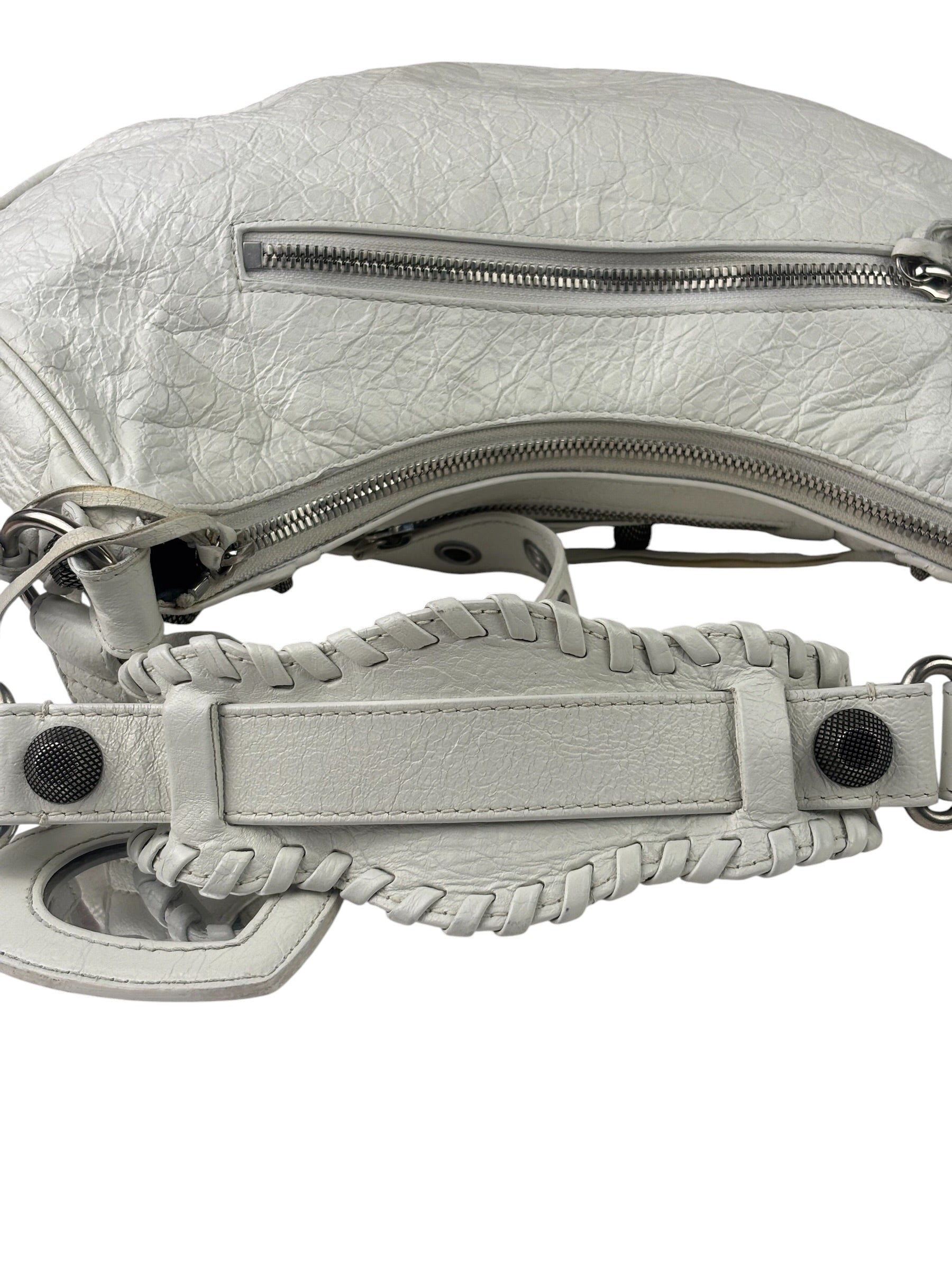 Balenciaga White Lambskin Le Cagole Shoulder Bag