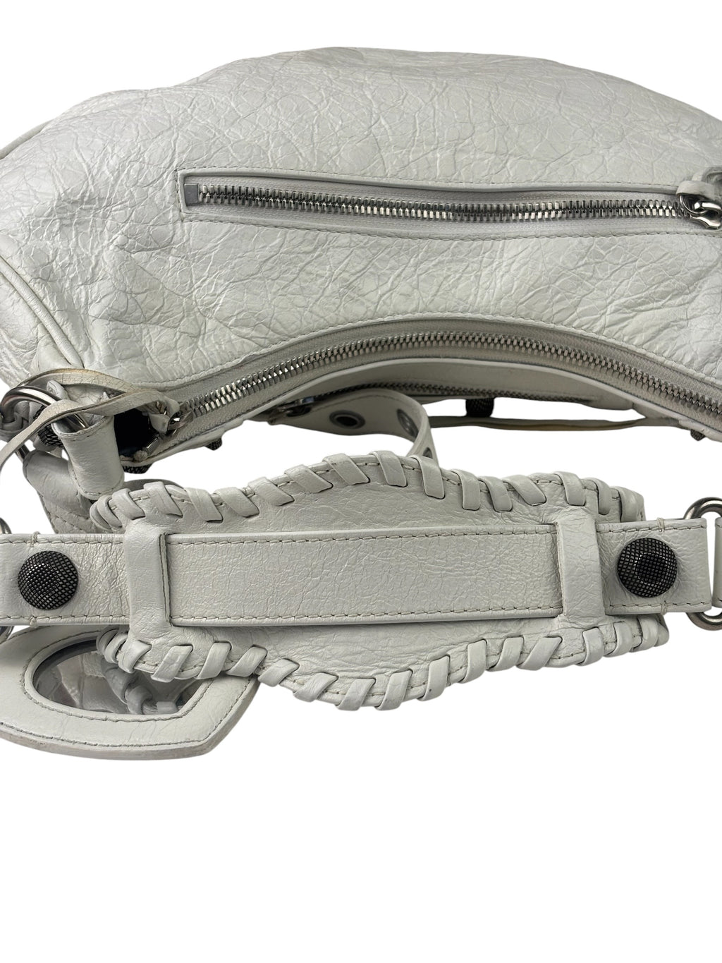 Balenciaga White Lambskin Le Cagole Shoulder Bag