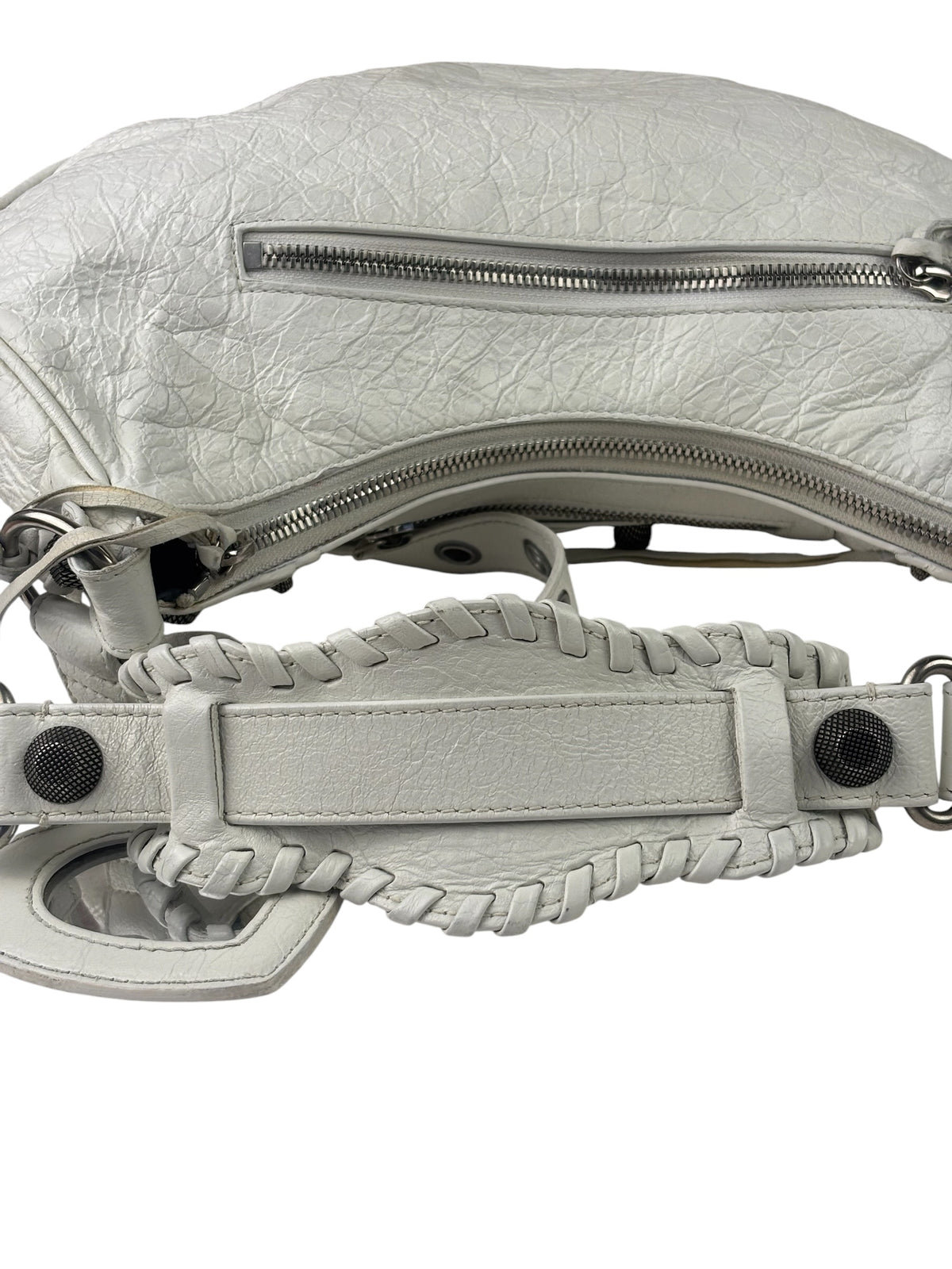 Balenciaga White Lambskin Le Cagole Shoulder Bag