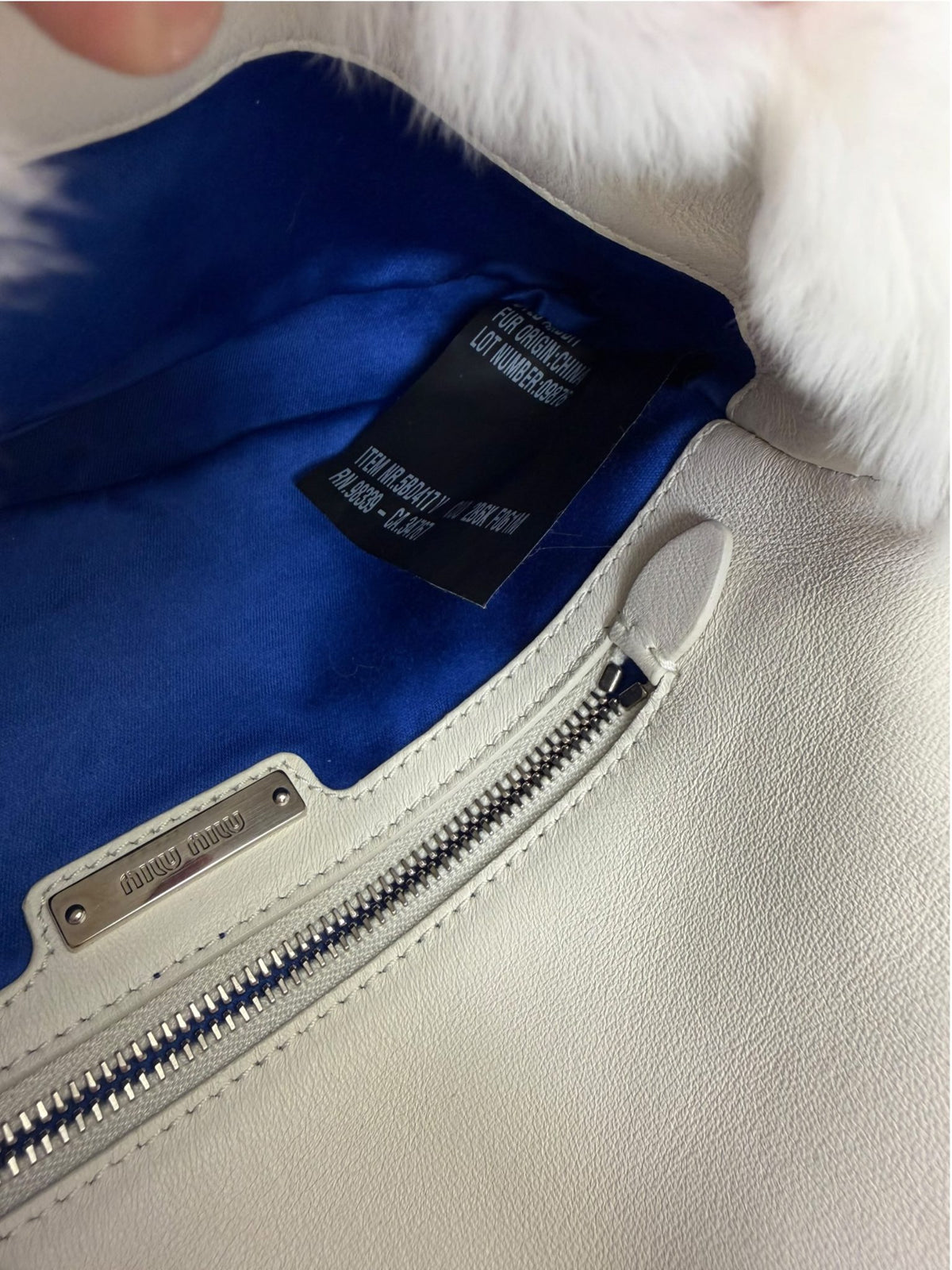 Miu Miu Blue Gradient Fur Crystal Flap Bag