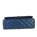 Chanel Perl Glossy Blue Quilted Patent Leather Double Flap Bag 2012