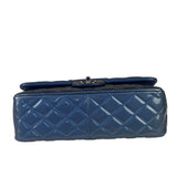 Chanel Perl Glossy Blue Quilted Patent Leather Double Flap Bag 2012