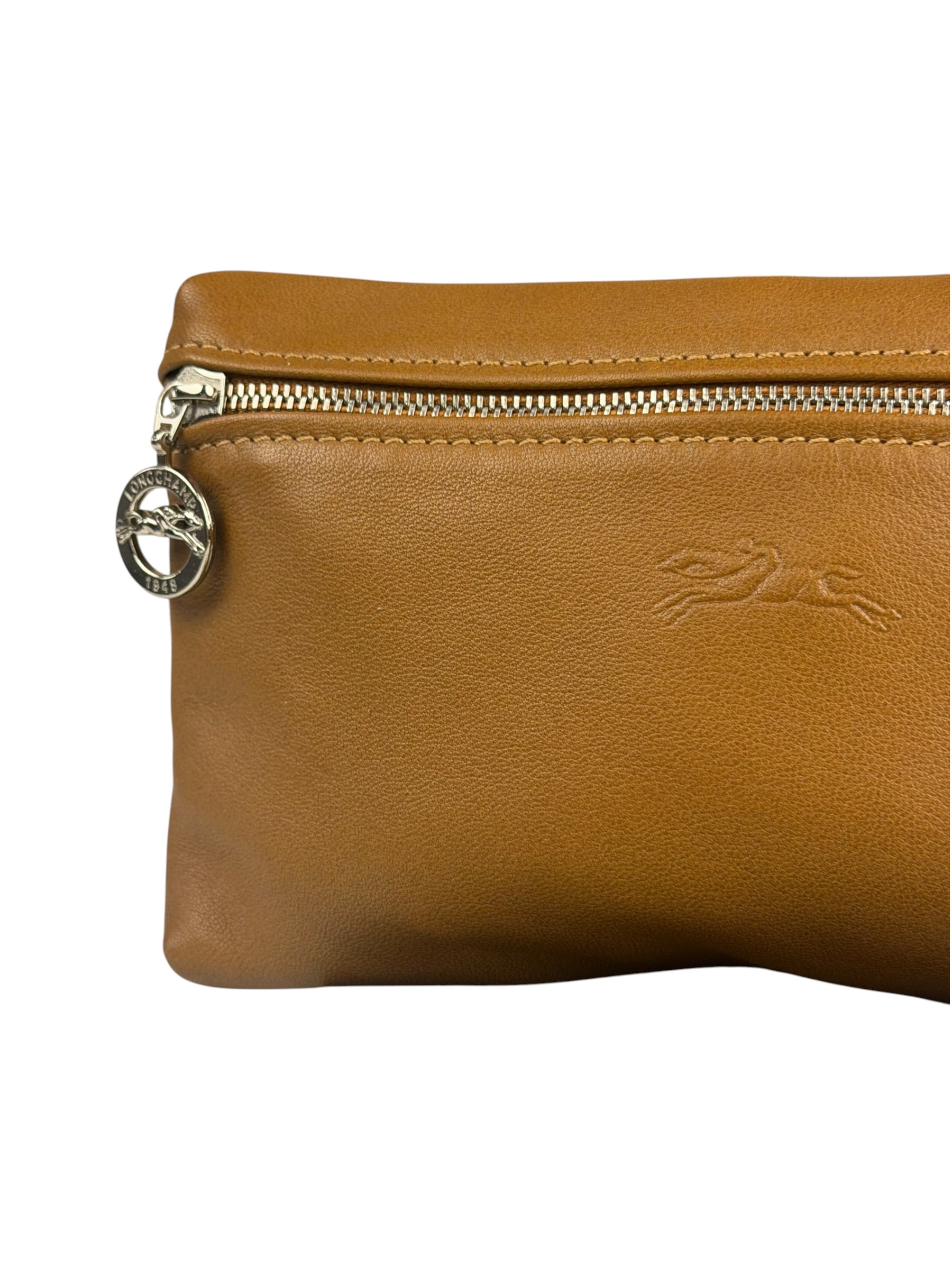 Longchamp Camel Leather Cosmetic Pouch