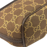 Gucci Brown Leather Trim GG Boat Pochette