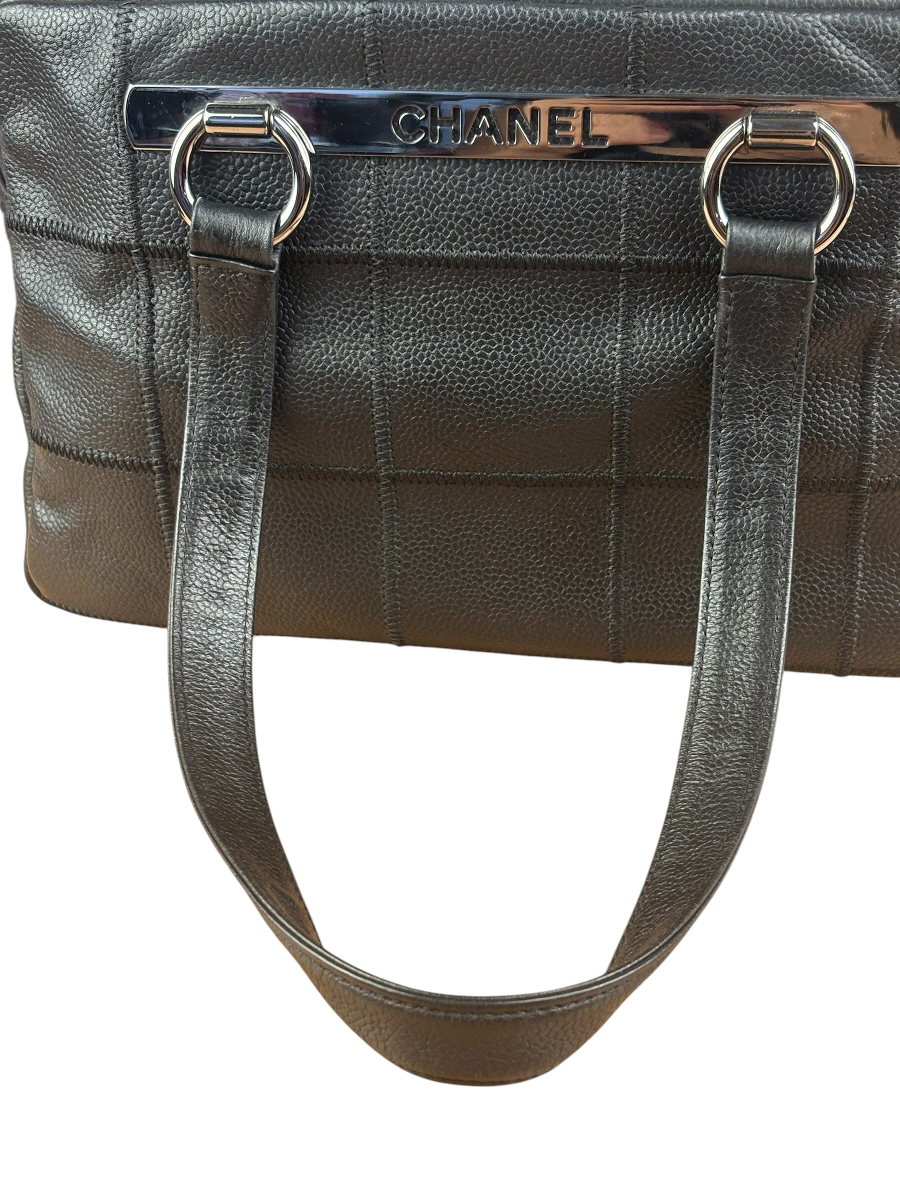 Chanel Black Leather Chocolate Bar Shoulder Bag 2004