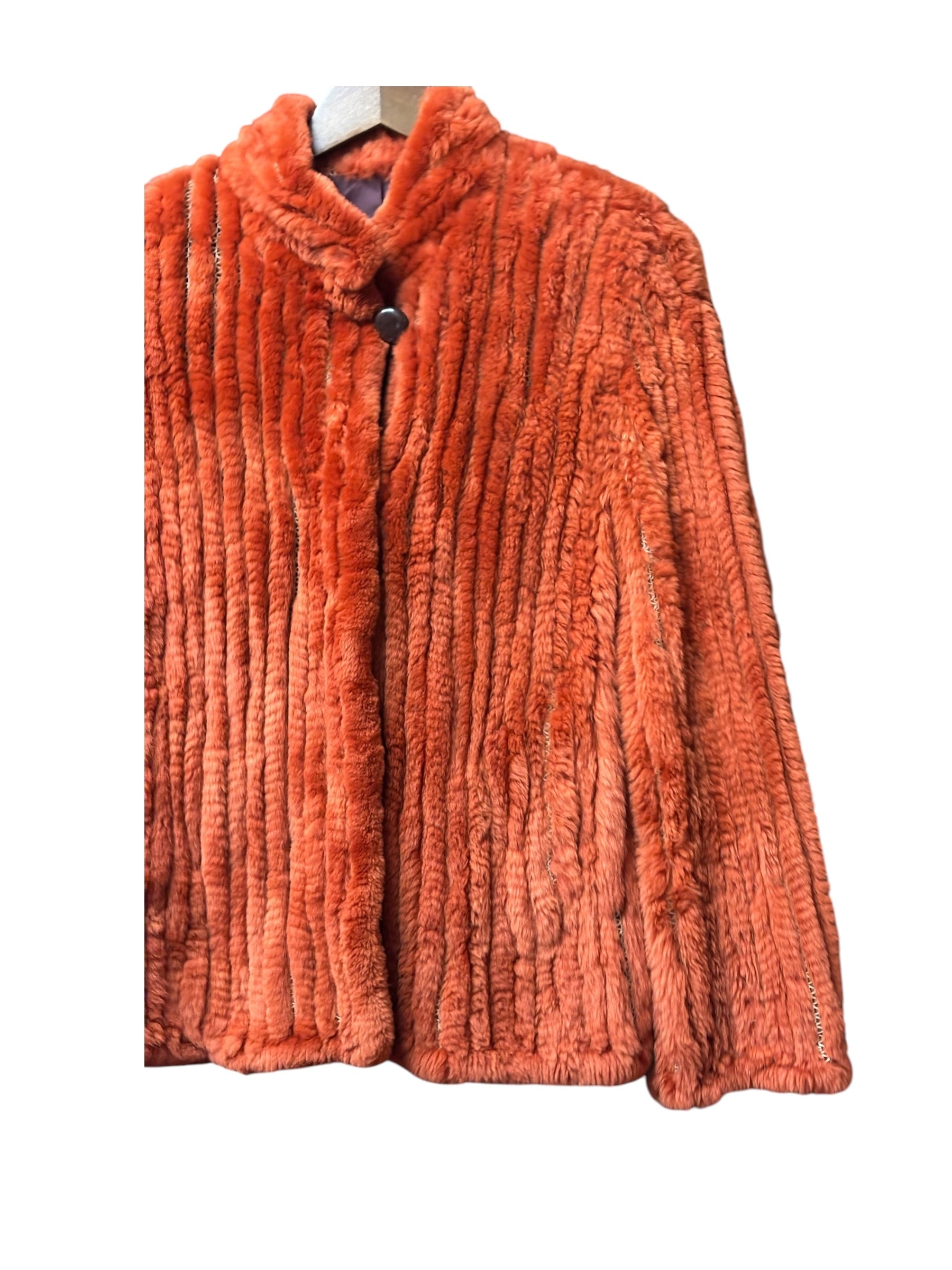 Fabio Mantegazza Vintage Orange Sheared Faux Fur Coat