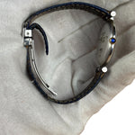 Cartier Must De Round Silver Roman Dial Blue/Brown Band