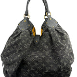 Louis Vuitton Black Denim Mahina Hobo Bag XL