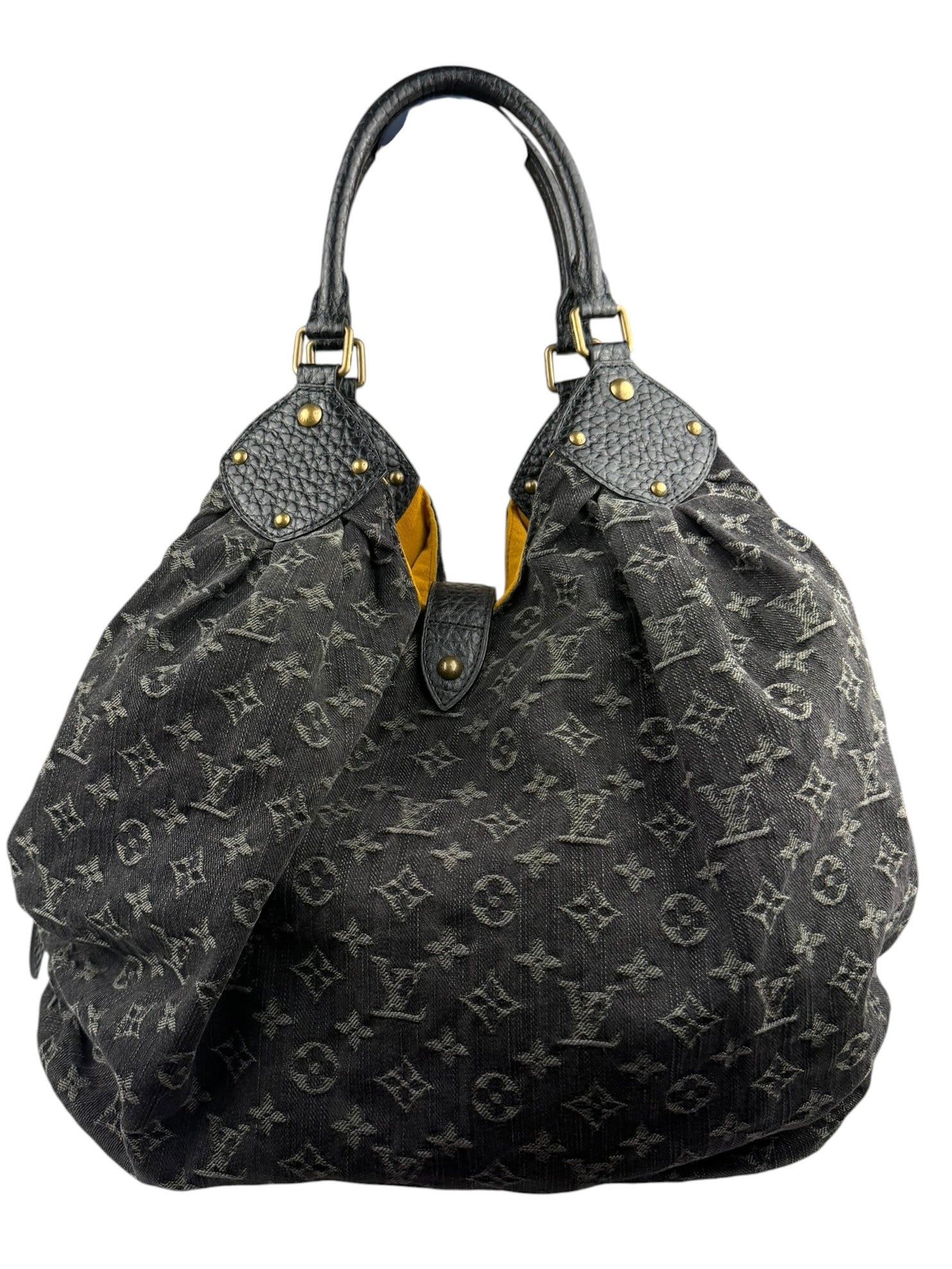 Louis Vuitton Black Denim Mahina Hobo Bag XL
