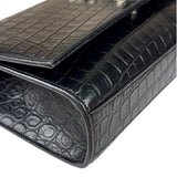 Yves Saint Laurent Black Croc-Embossed Calfskin Kate Tassel Shoulder Bag
