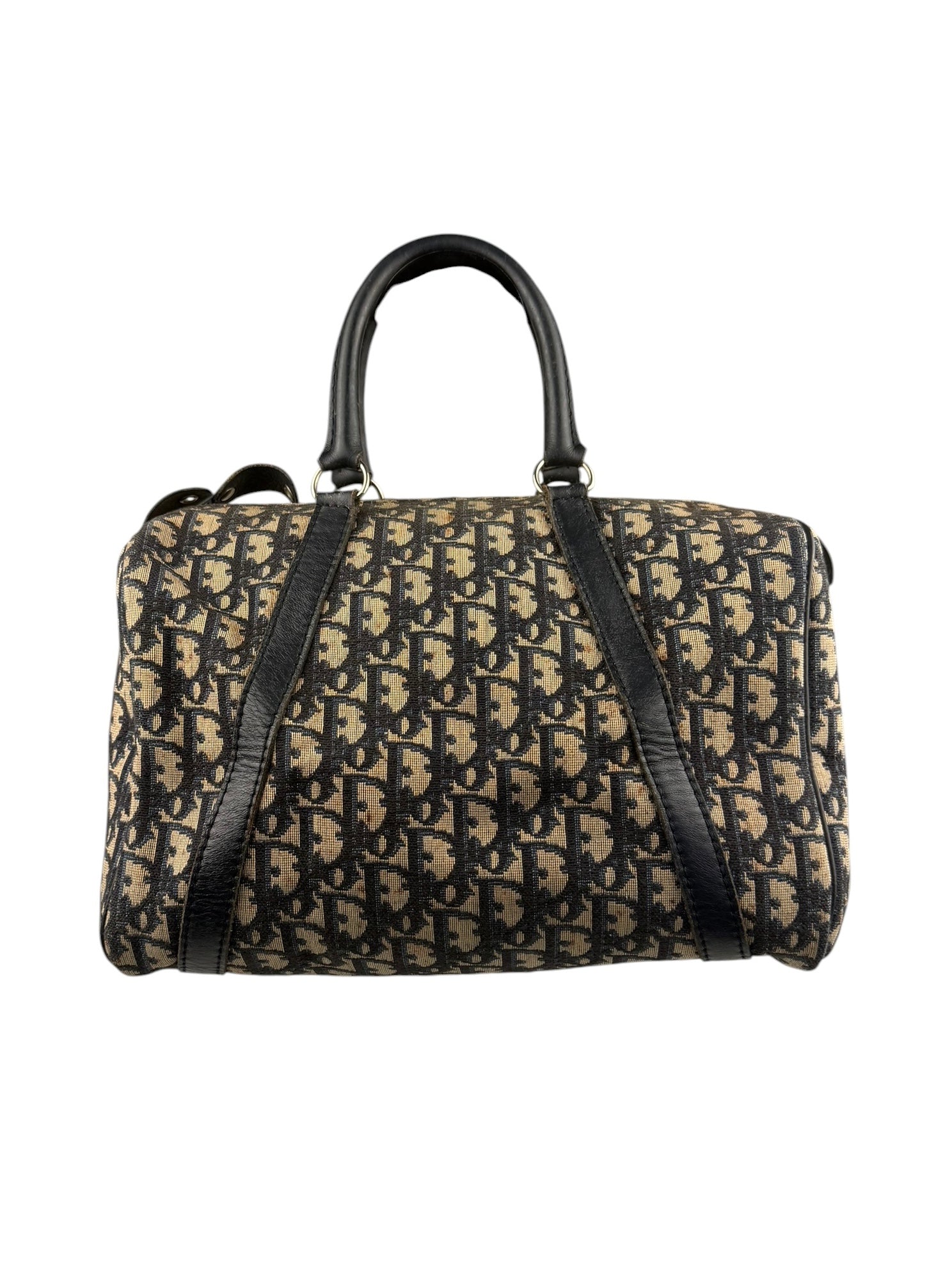 Christian Dior Vintage Canvas Monogram Trotter Oblique Boston Hand Bag