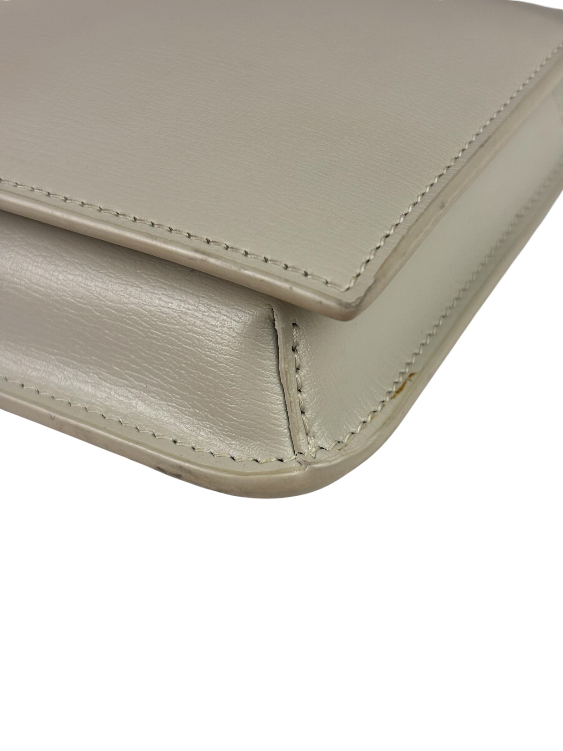 YSL Beige Leather Cassandre Flap Phone Holder