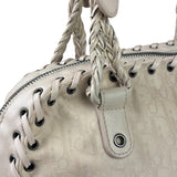Christian Dior Cream Leather Braided Ethnic Shoulder Bag