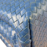 Bottega Veneta Blue Leather Small Nappa Intercciato Roma Satchel