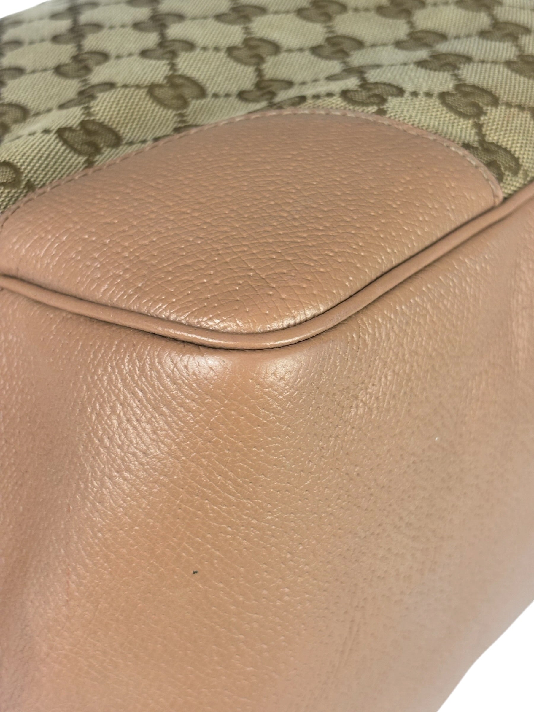 Gucci Beige/Pink Leather Trim Bree Shoulder Bag