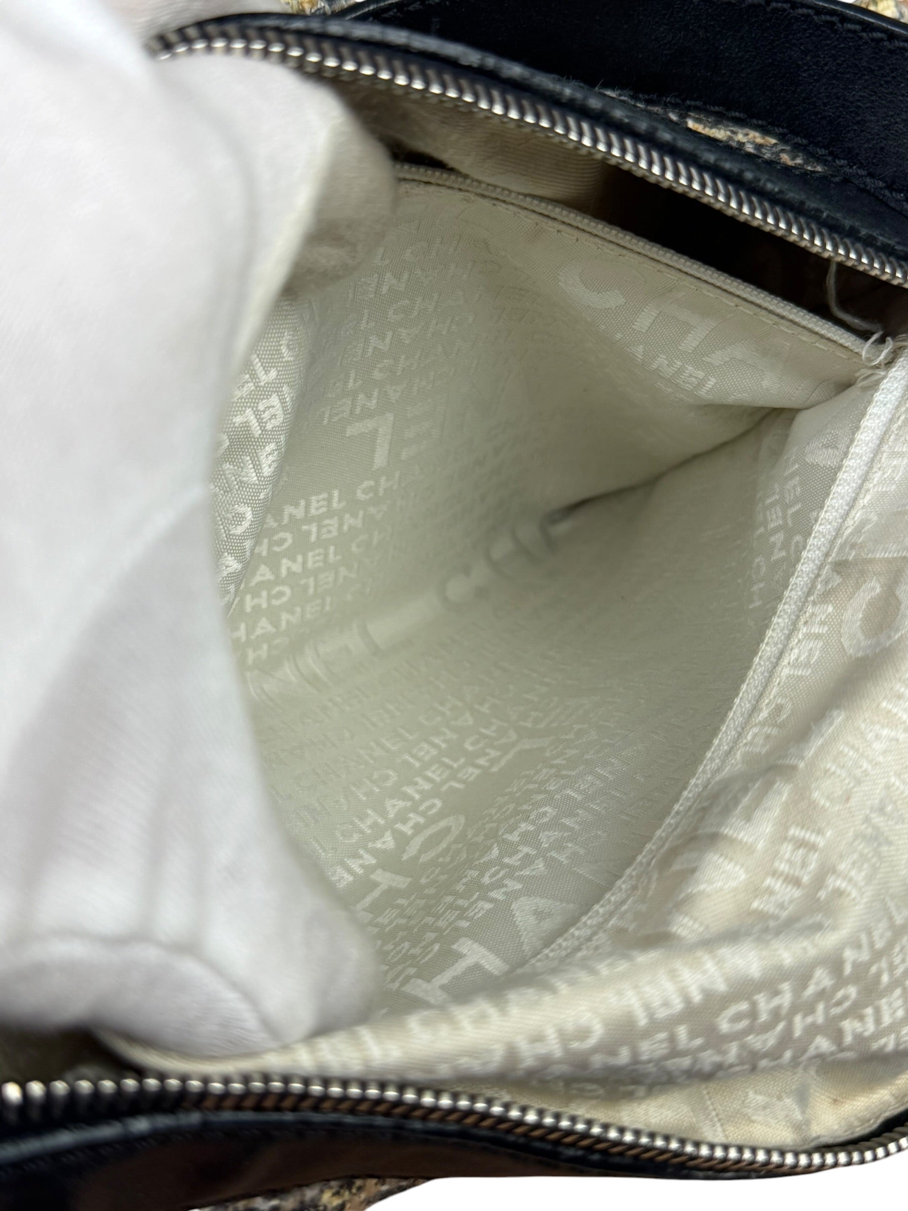 Chanel Black/Beige Tweed Clover Hobo Shoulder Bag '05-'06