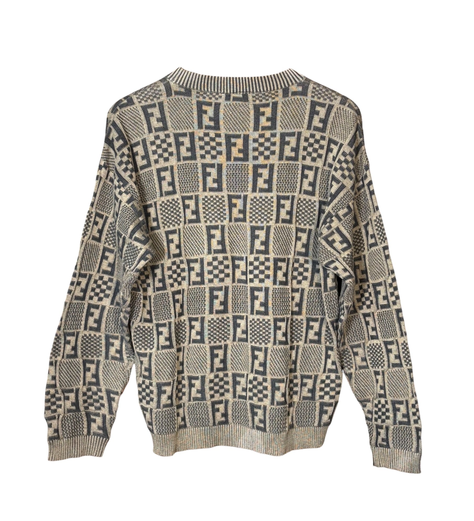 Fendi Vintage Brown FF Checkered Sweater