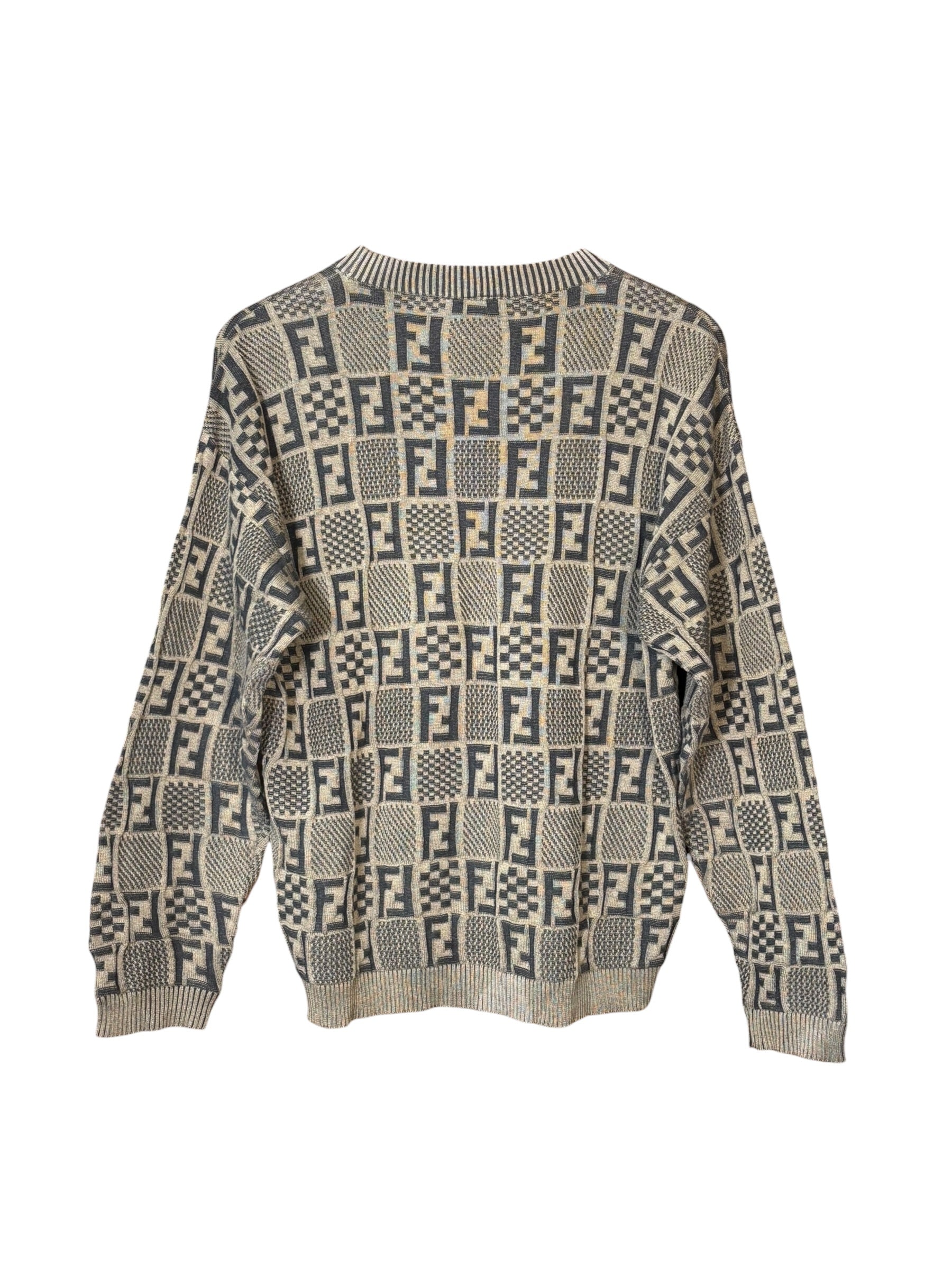 Fendi Vintage Brown FF Checkered Sweater