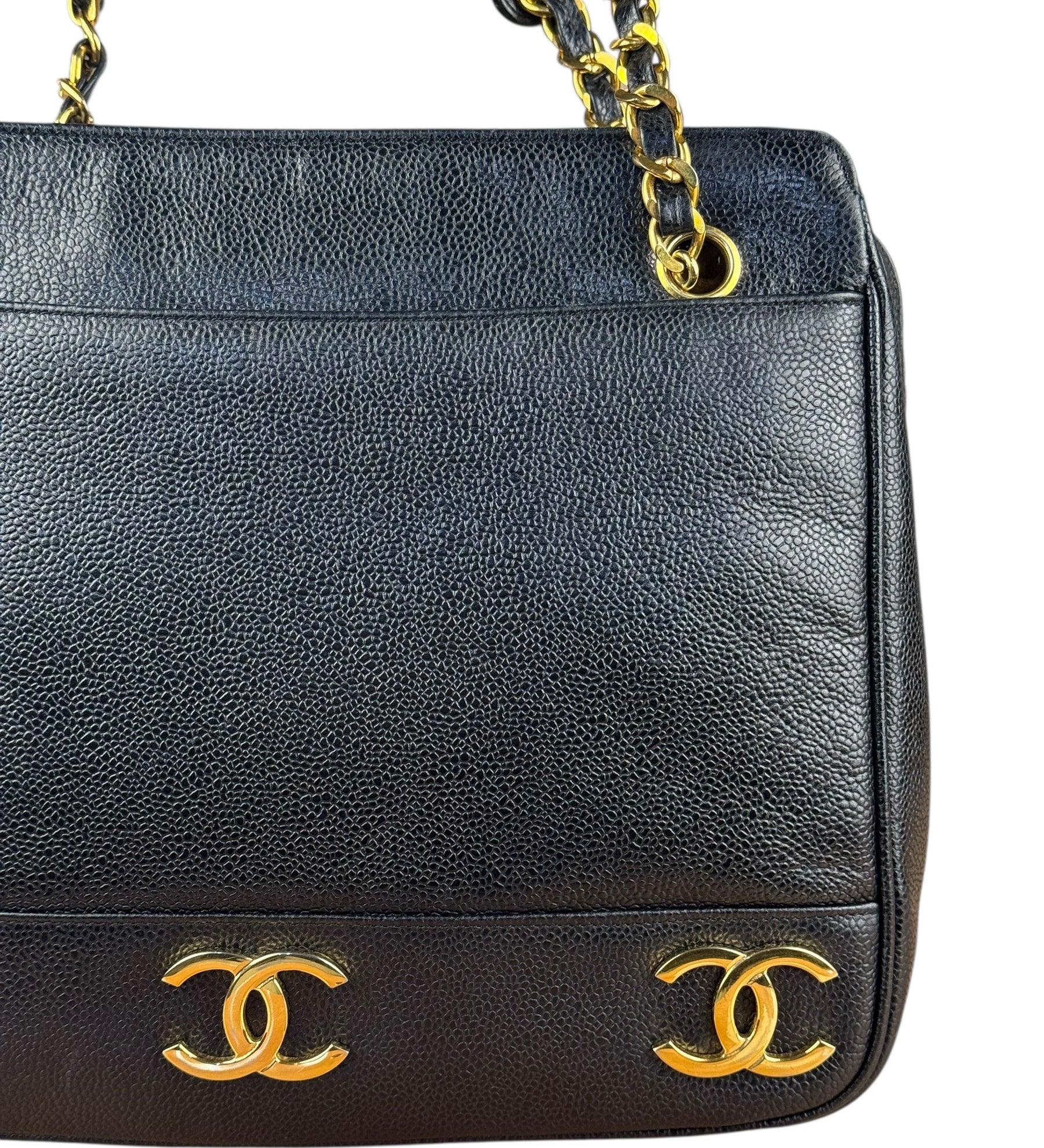 Chanel 1994 Caviar Black Triple CC Shoulder Bag