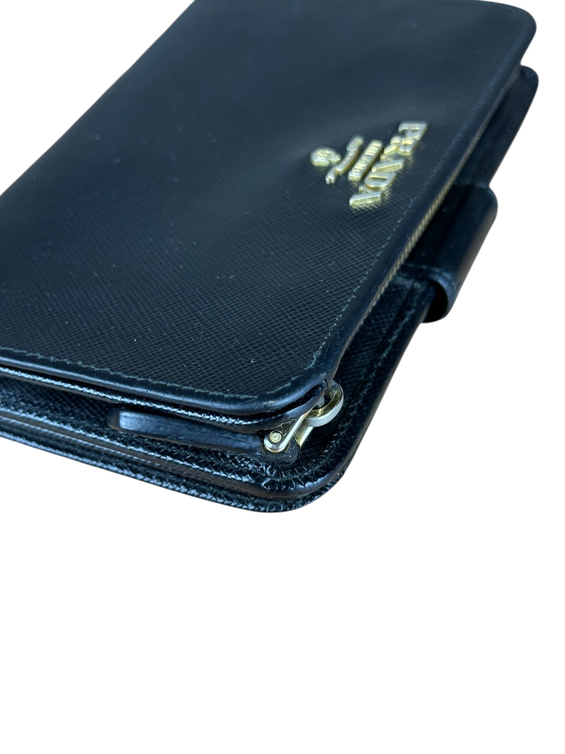 Prada Saffiano Zip Compact Wallet