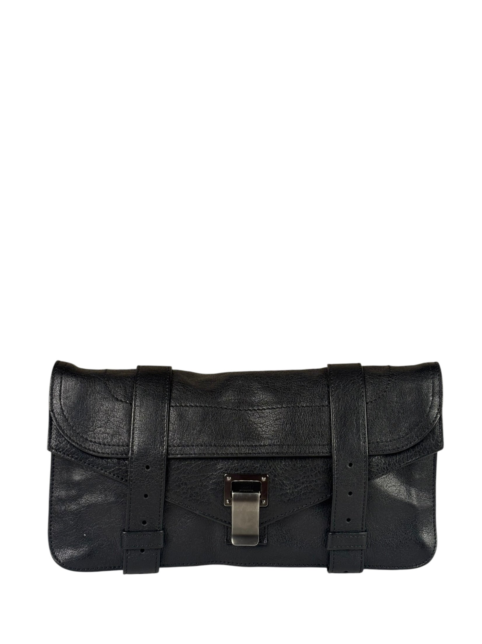 Proenza Schouler Black Leather PS1 Clutch