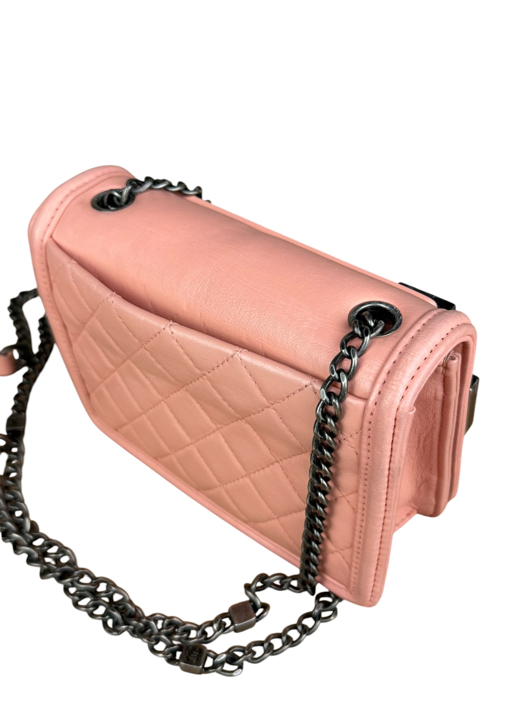 Chanel Pink Mini Boy Brick Chain Flap Bag 2013