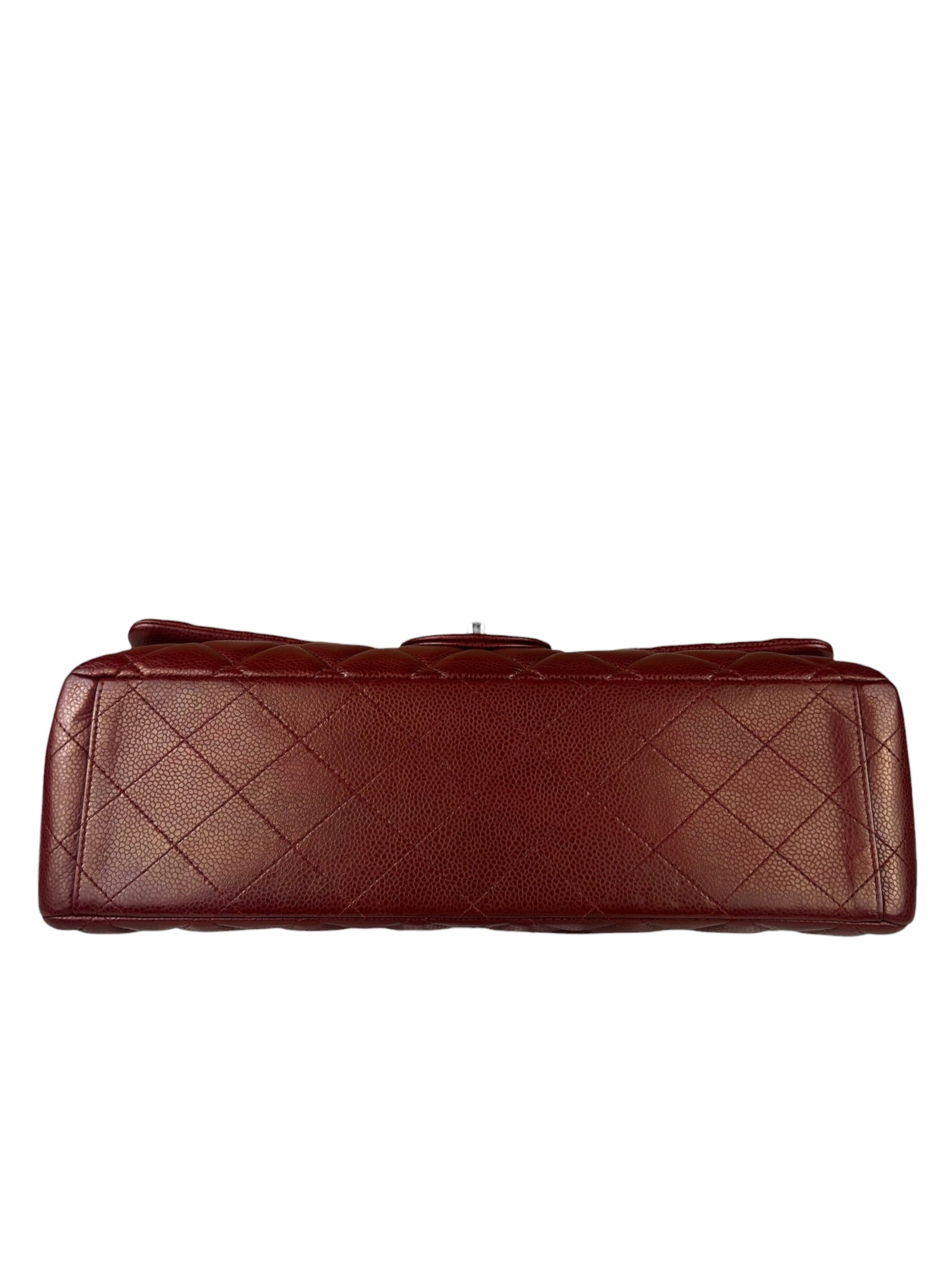 Chanel Burgundy Quilted Leather Jumbo Classic Double Flap Bag 2011