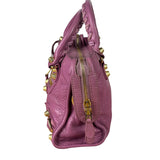 Balenciaga Purple Leather Velo Moto Two-Way Bag
