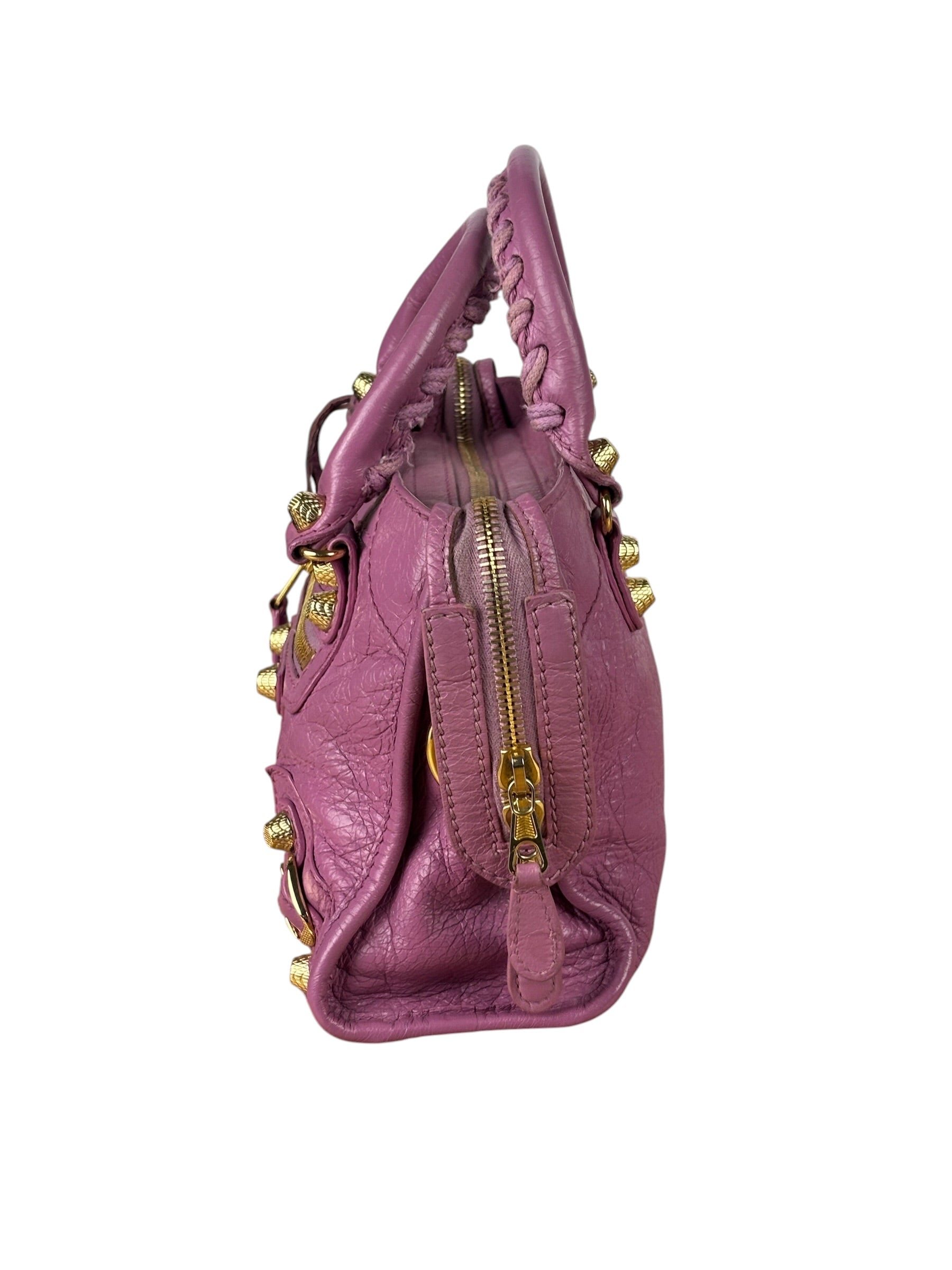 Balenciaga Purple Leather Velo Moto Two-Way Bag