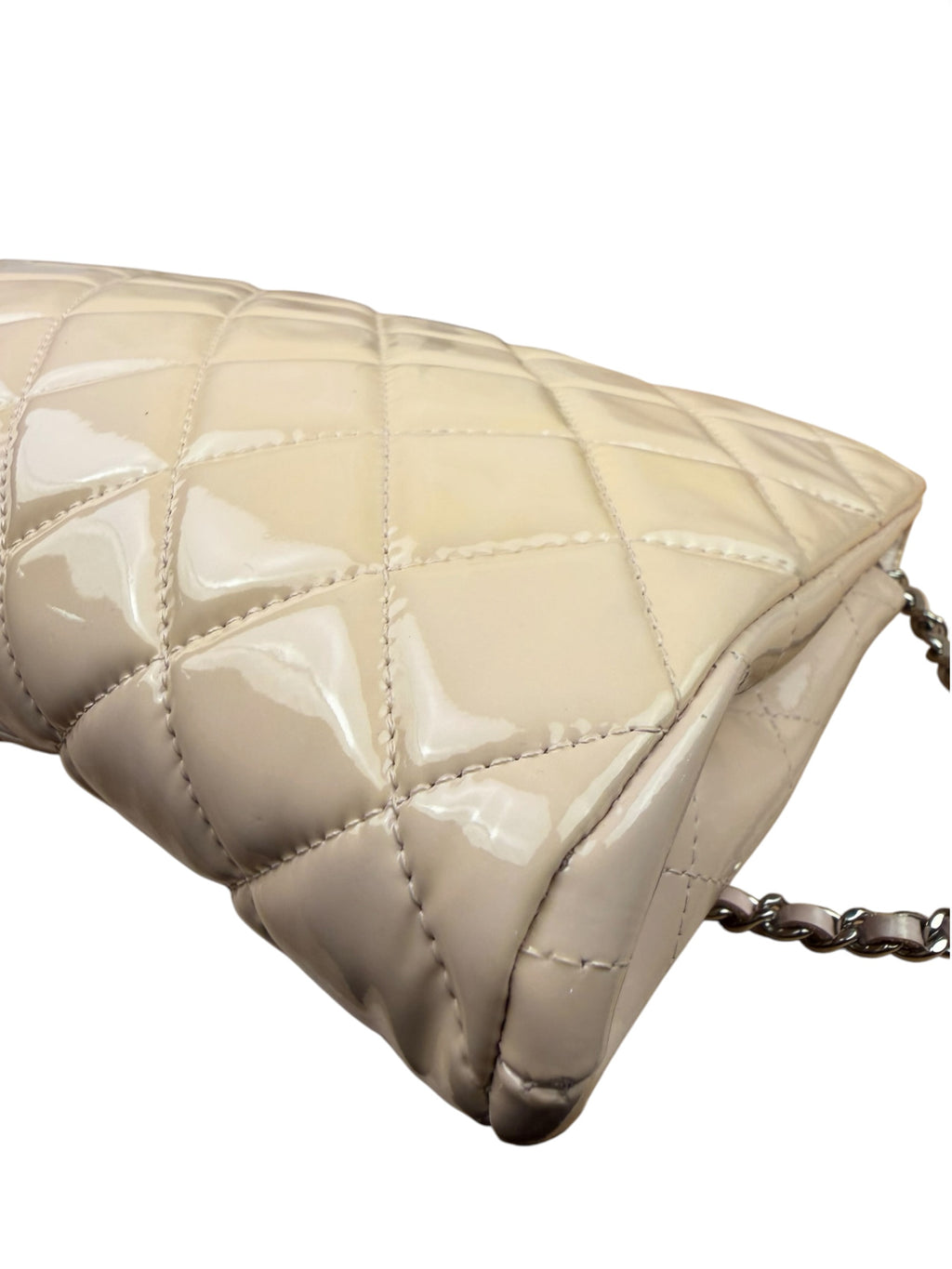 Chanel Beige Patent Quilted Clutch Flap 2013