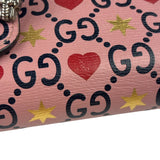 Gucci Pink Leather Dionysus GGCrystal Valentines Small Wallet On Chain
