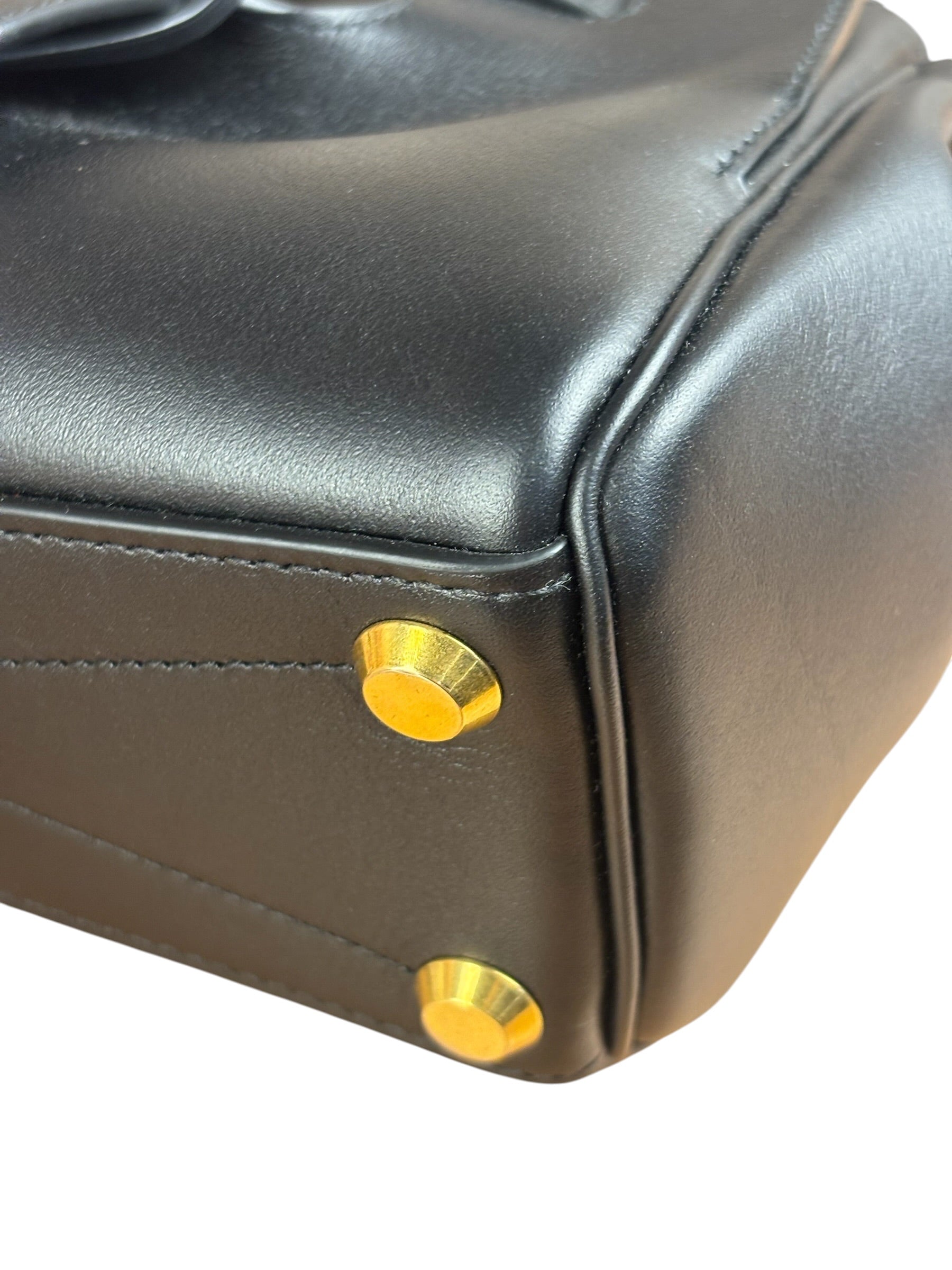 Balenciaga Black Leather Mini Bel Air Carry All Two-Way Bag