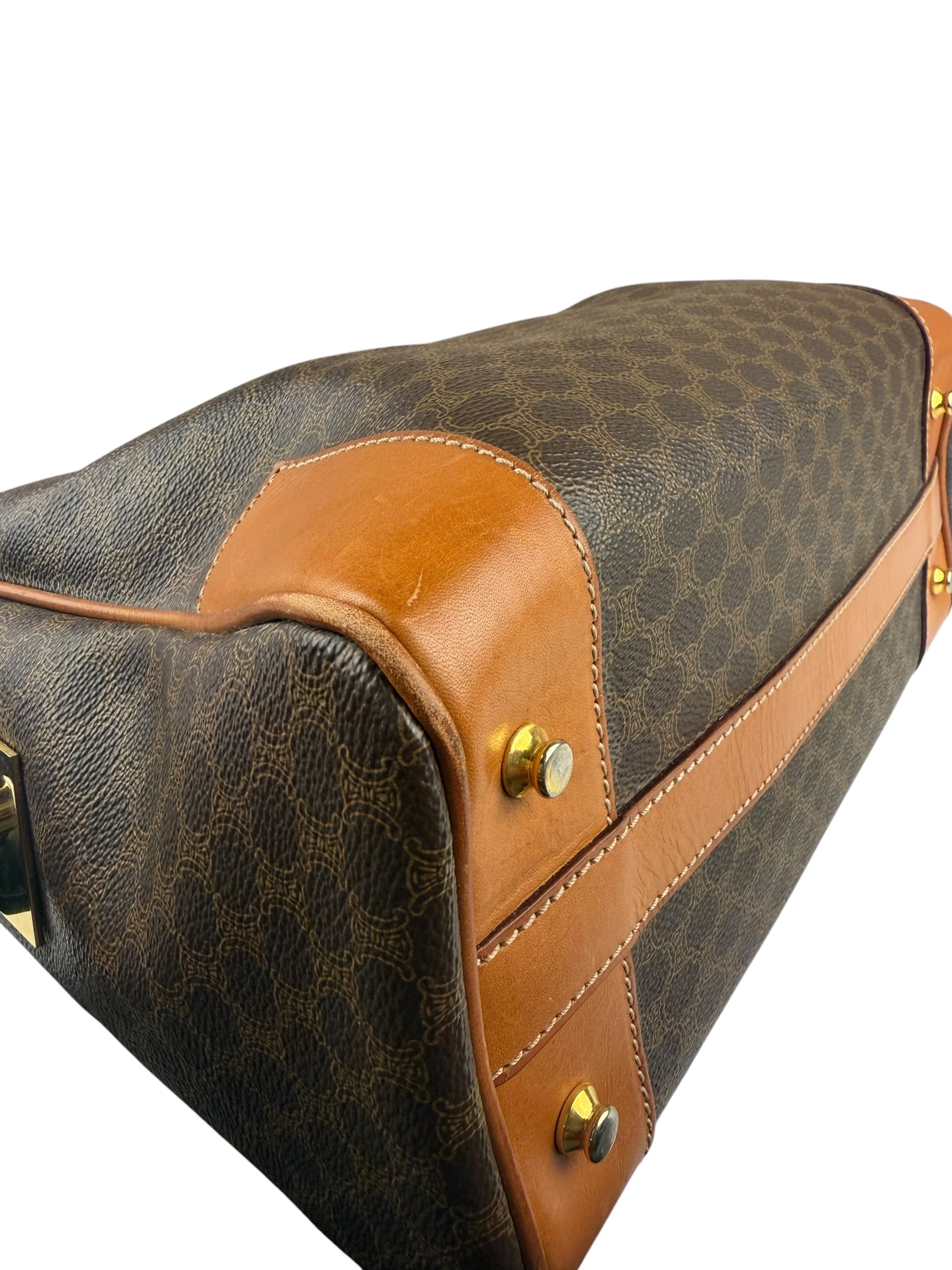 Celine Vintage Macadam Canvas Boston Bag